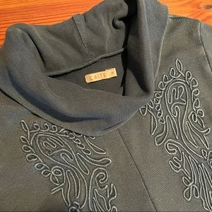 Caite by Anthropologie Embroidered Teal Dress